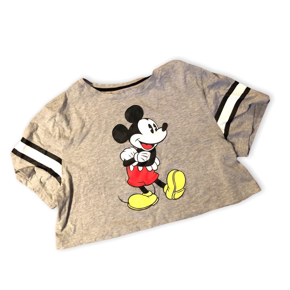 Disney Mickey Mouse grey casual sporty fun crop T-shirt Ladies Medium